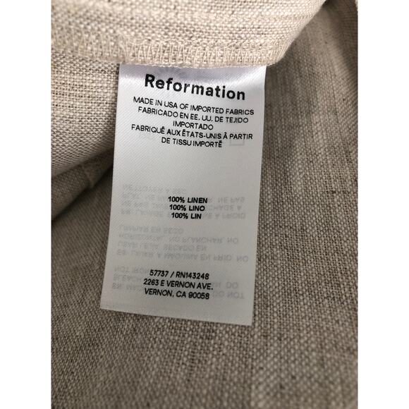 Reformation Tania Dress Women's Size 12 Linen in Oatmeal NEW - Picture 9 of 10